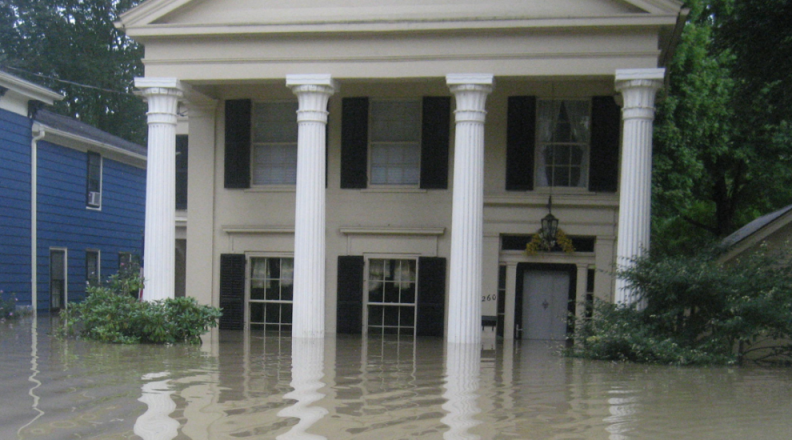 Home that is flooded during Tropical Storm Lee in Owego New York